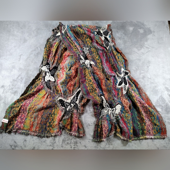 Anthropologie Vismaya Wool Scarf Embroidered Butterfly